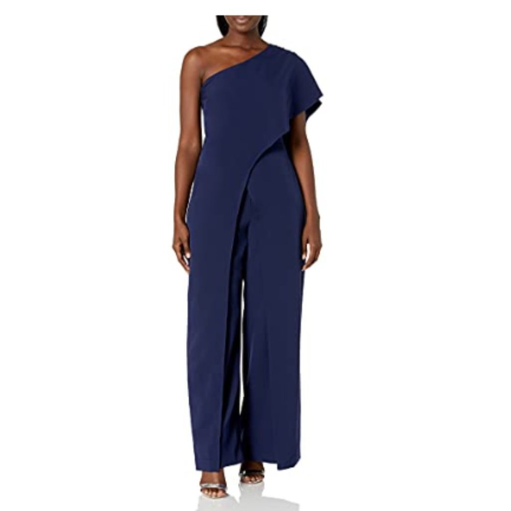 S.L. Fashions Women's Sleeveless Jumpsuit, Navy, 12